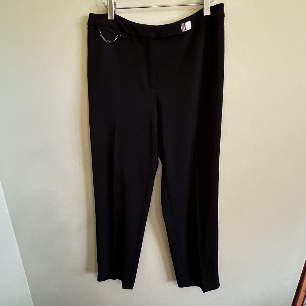Lauren Ralph Lauren Petite Size 10p Black Pleated Wool‎ Dress Pants Chain
